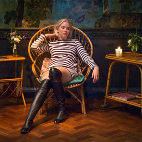 37.5/7.5❤️ Josefinas Black Stretch Leather Over Knee High Flat Heel Tall Boots - Picture 2 of 3